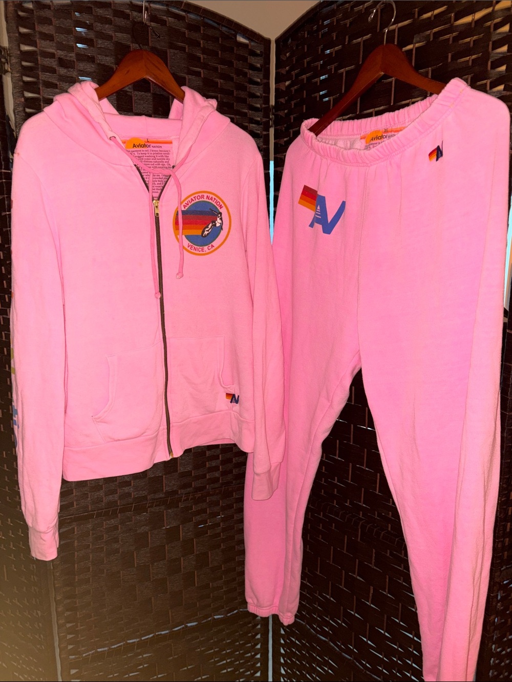Aviator Nation Pink Zip Hoodie & Sweatpants Set